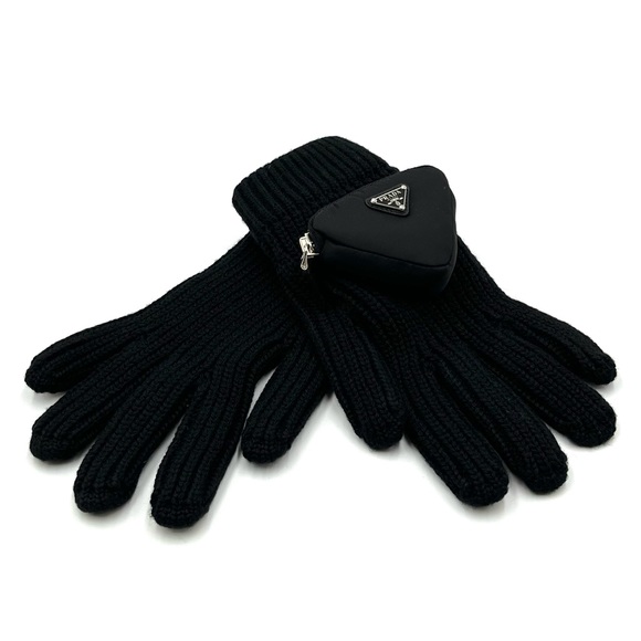 Prada Logo Pocket Knitted Gloves - Picture 1 of 4